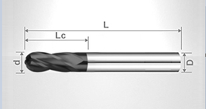 Carbide Endmills, Ball Nose, 4 flutes  