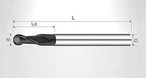 Carbide Endmills, Ball Nose, 2 flutes,Extra Long